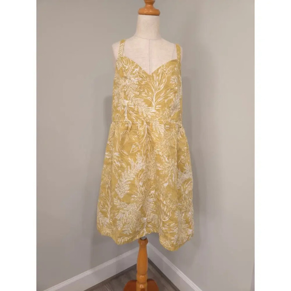 Nwt Tahari Garden Floral Fit Flare Linen Dress sz 12 - Picture 2 of 12
